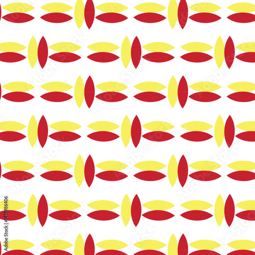 Seamless Geometric Pattern with Red and Yellow Ellipses - Vibrant Abstract Background