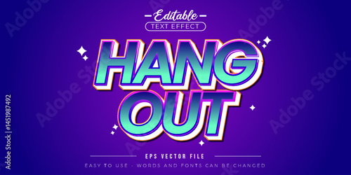 Neon hangout text, editable text effect.