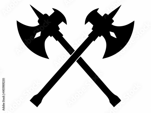 Battle Axe silhouette,Two crossed Battle Axe,Tribal Axe vector illustration