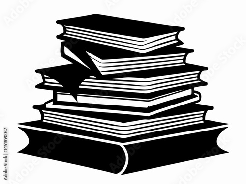 Books icon, stack of black books silhouette vector illustration