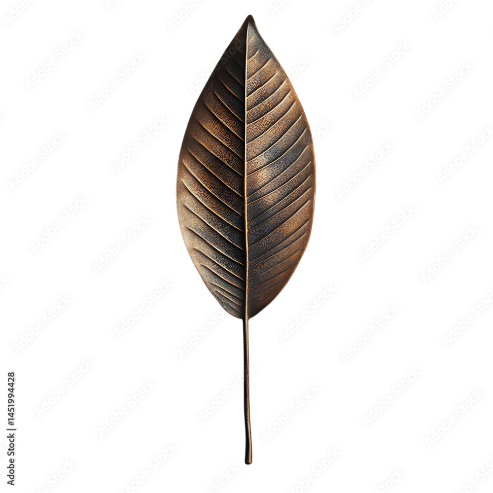 Bronze long thin leaf isolated on transparent background Bronze long thin leaf isolated on transparent background
