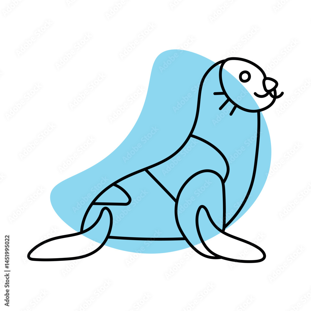 Obraz premium Harbor Seal Line Art