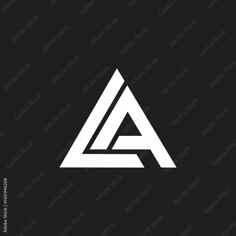 Abstract letter LA or AL vector monogram template, triangle shape. Abstract letter LA or AL vector monogram template, triangle shape.