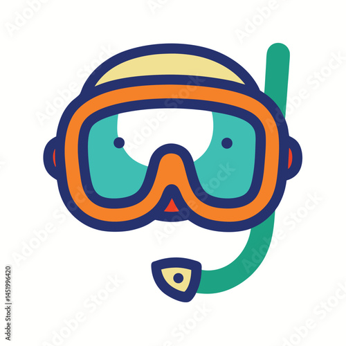 Diving mask doodle icon vector illustration
