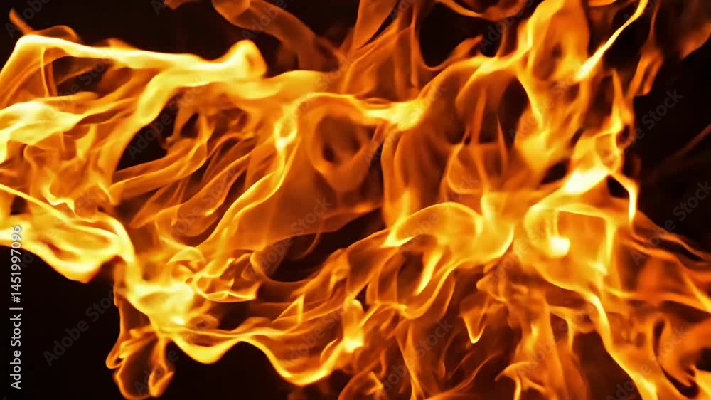 Dynamic flames dancing in slow motion against dark backdrop. Dynamic flames dancing in slow motion against dark backdrop.