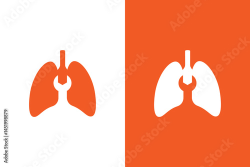 Human lungs and repair logo combination. Unique medical clinic logotype design template.