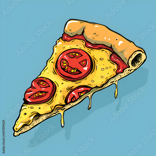 A Melted Slice of Cheese Pizza with Tomatoes