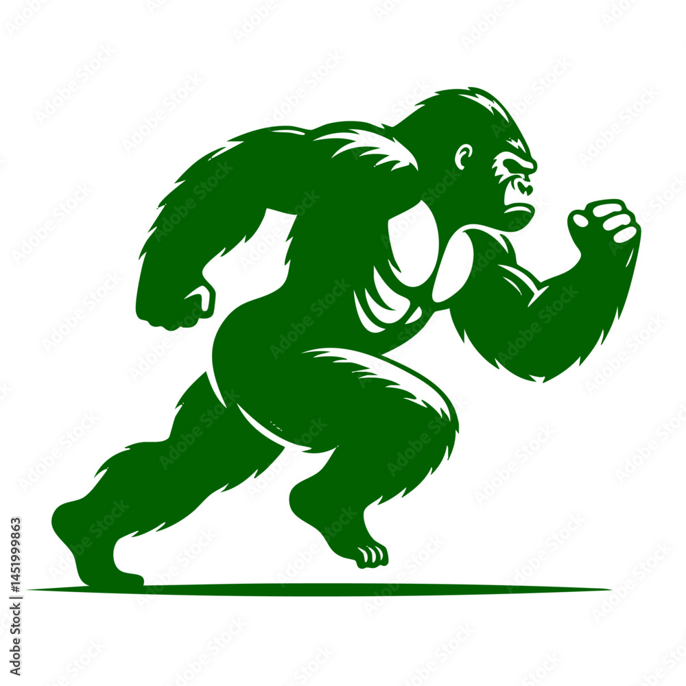 Fototapeta premium Powerful Green Gorilla Running: Dynamic Wildlife Vector Art