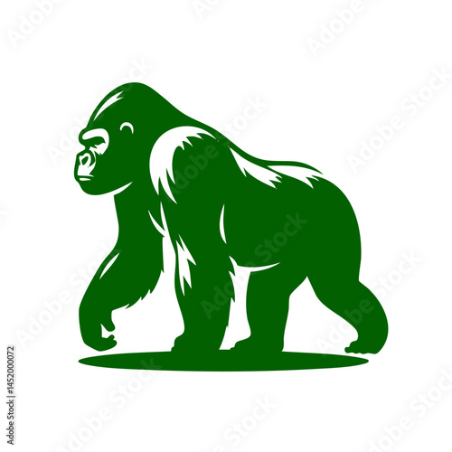 Majestic Gorilla: A Powerful Green Silhouette of a Wild Ape in its Natural Habitat