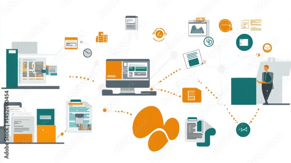 An image showcasing the efficiency of document management automation, featuring automated data capture, streamlined workflow routing, and task reminders. An image showcasing the efficiency of document management automation, featuring automated data capture, streamlined workflow routing, and task reminders.