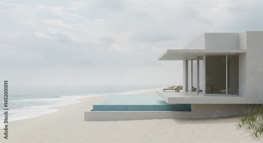Obraz premium Serene Coastal Villa with Infinity Pool and Panoramic Ocean View