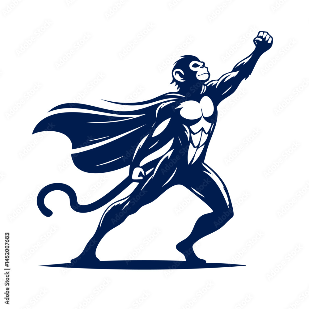 Super Monkey Soaring: A Powerful Vector Illustration Super Monkey Soaring: A Powerful Vector Illustration