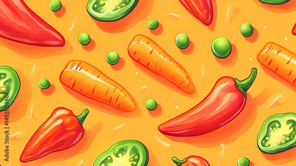 Colorful Vegetables Seamless Pattern. Colorful Vegetables Seamless Pattern.