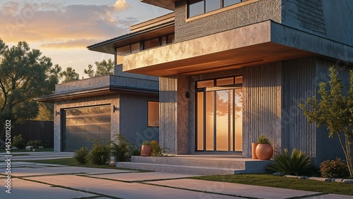 Wallpaper Mural Photorealistic image of a retro modern house facade Torontodigital.ca