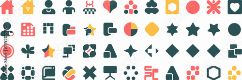 Vector sheet of house, person, car, tree, heart, star, and various shapes like circle, square, triangle, and diamond – Ideal for modern design, business, or personal branding projects. Free Download Vector sheet of house, person, car, tree, heart, star, and various shapes like circle, square, triangle, and diamond – Ideal for modern design, business, or personal branding projects. - GFXLoad