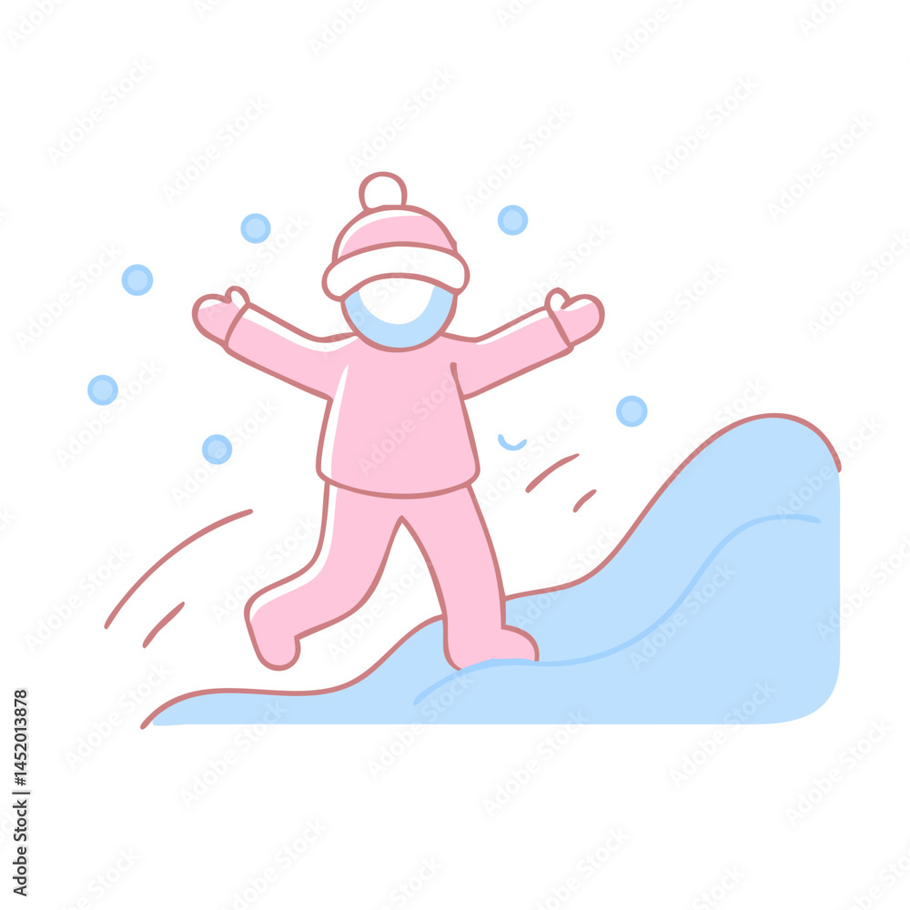 Obraz premium Happy child playing in the snow on a winter day