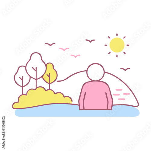Person enjoying a serene moment by a quiet lakeshore  