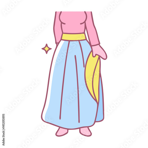 Young woman wearing a maxi skirt with a trendy design  
