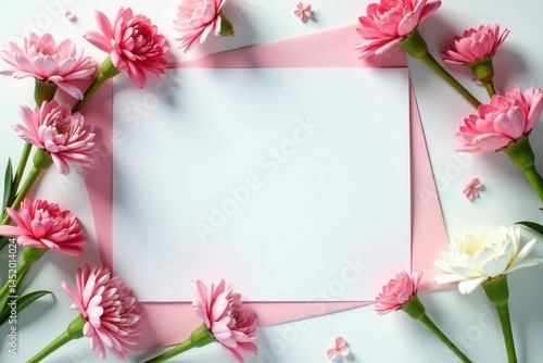 White paper list, gypsophila, blank cards, envelopes, colored tabletop Flat lay wedding mockup , white, romantic, design