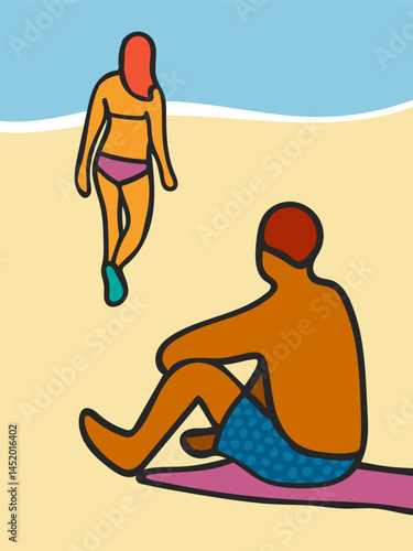 Man and woman on a beach 