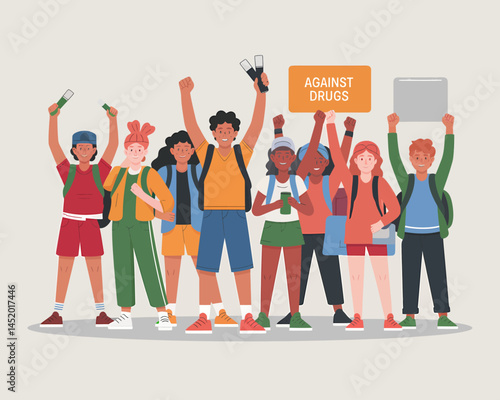 People Protesting Against Drugs with Placards and Demonstrations