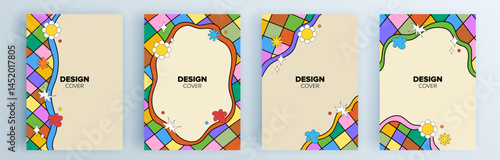 Modern abstract covers set, minimal covers design. Colorful geometric background, vector illustration.