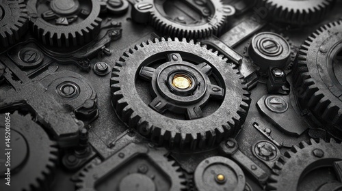 Wallpaper Mural Intricate Gears: A Mechanical Marvel in Monochrome Torontodigital.ca