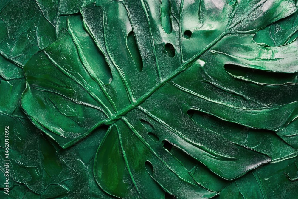 Obraz premium Close-up view of textured deep green leaves.