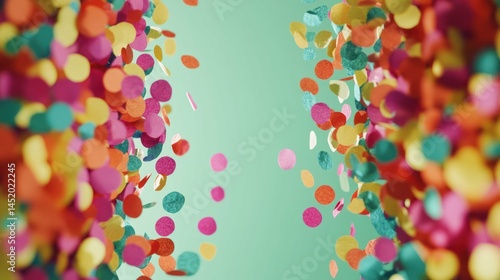 A burst of colorful confetti creates a festive and celebratory atmosphere.