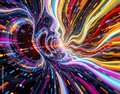 Obraz na płótnie an abstract digital representation of dub music, where sound waves collide and merge to form swirling patterns of light and color. w salonie