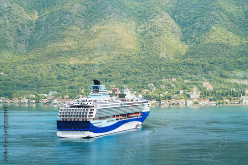 Cruise liner in Kotor Bay on summer vacation