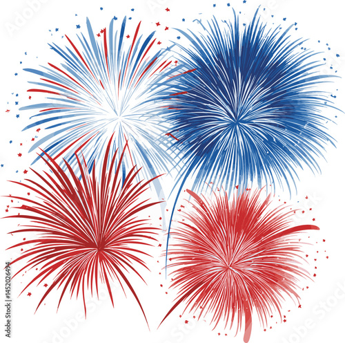 Colorful fireworks display celebrating a national holiday at night in a vibrant sky