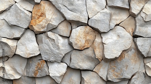 Gray and beige stone wall texture, showcasing irregular rock formations.