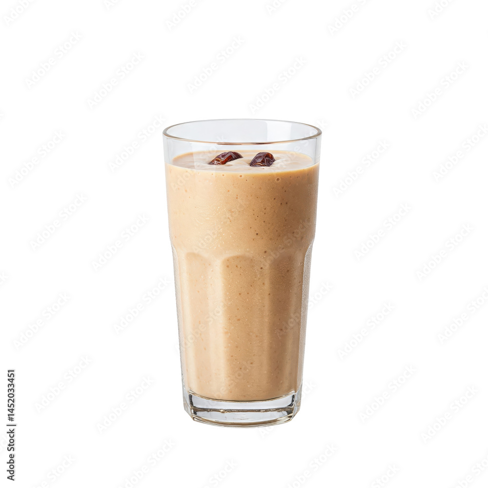 Date and milk smoothie in a tall glass Date and milk smoothie in a tall glass