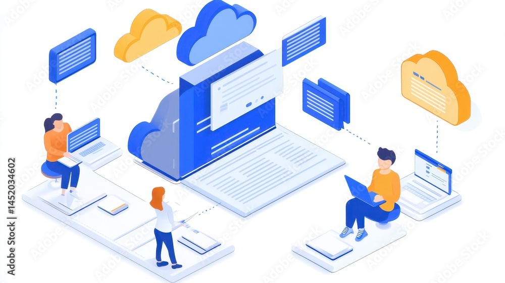 Obraz premium Cloud-based document collaboration tools offer real-time editing, version control, and seamless collaborative workflows.