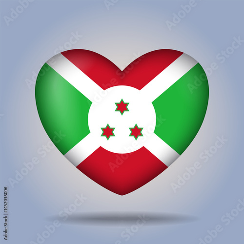 Burundi flag heart button Isolated on color gradient background. Exclusive Icon flag