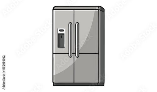 Isolated on white, a modern steel refrigerator and a retro fridge stand as electric household appliances for cold food storage in the kitchen