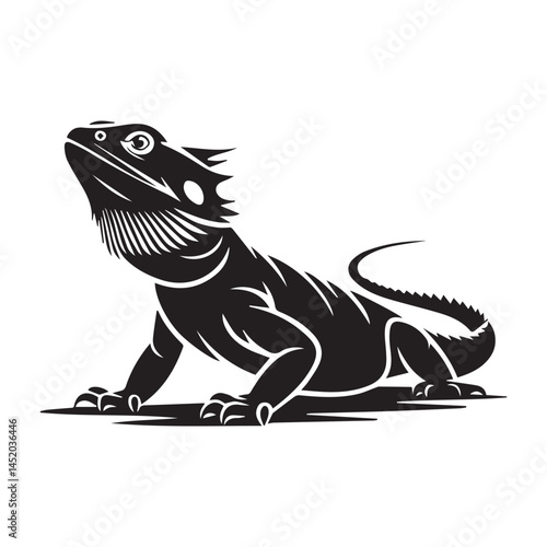 Minimalistic Bearded Dragon Line Art Silhouette Vector Illustration