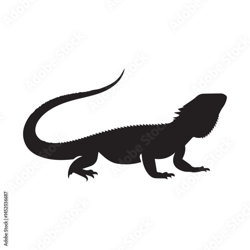 Minimalistic Bearded Dragon Line Art Silhouette Vector Illustration