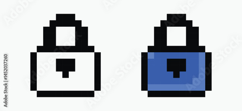 set padlock pixel art icon vector illustration.