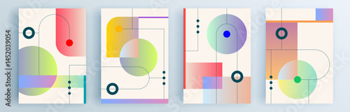 Modern abstract covers set, minimal covers design. Colorful geometric background, vector illustration.