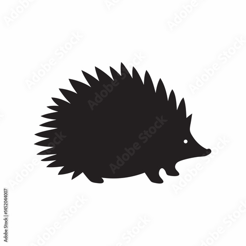 Elegant hedgehog silhouette graphic stark black against white simple shape design perfect for logo or icon minimalist