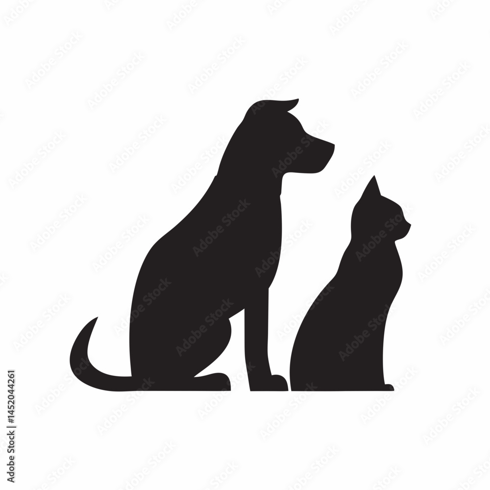 Elegant dog and cat silhouettes a simple yet powerful design Bold black shapes contrast beautifully against a clean Elegant dog and cat silhouettes a simple yet powerful design Bold black shapes contrast beautifully against a clean