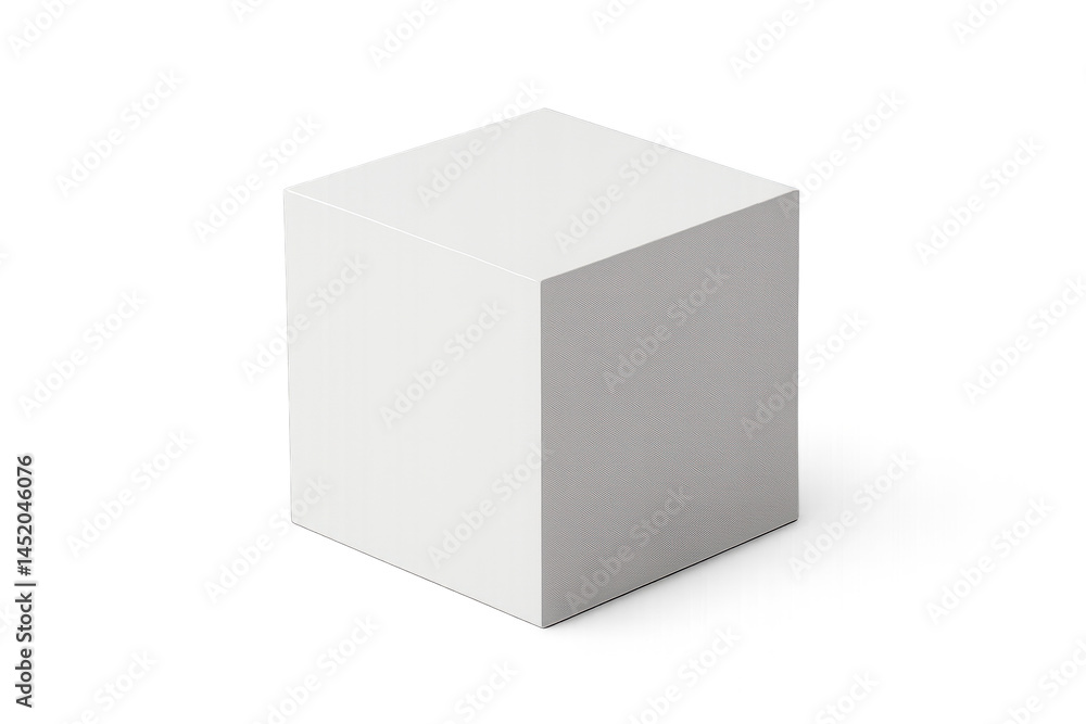 A plain white cube with sharp edges and smooth surfaces. A plain white cube with sharp edges and smooth surfaces.