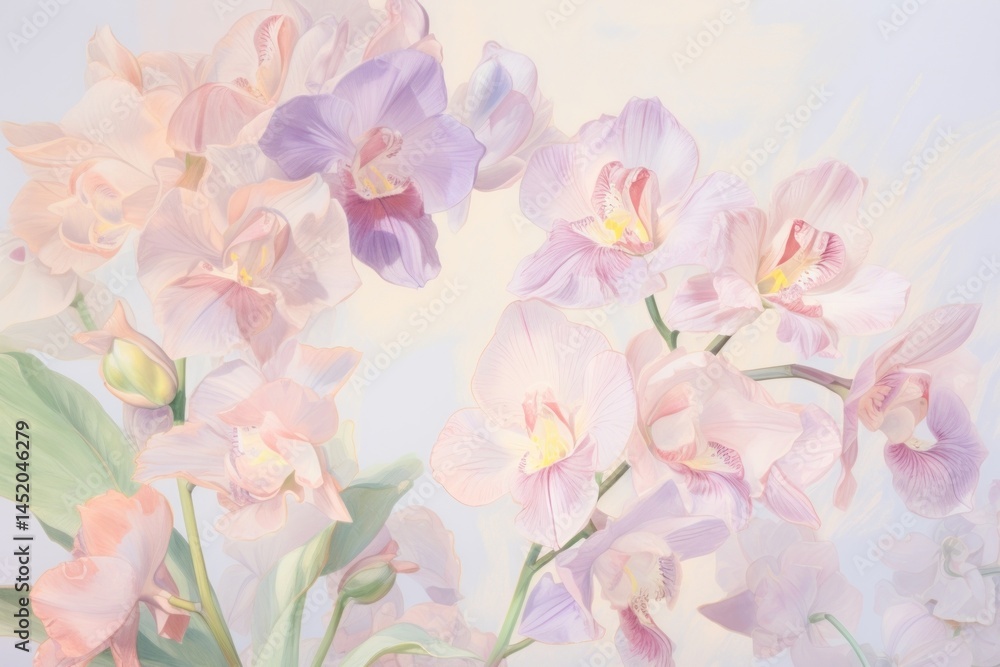 Obraz premium Violet flowers backgrounds painting blossom.
