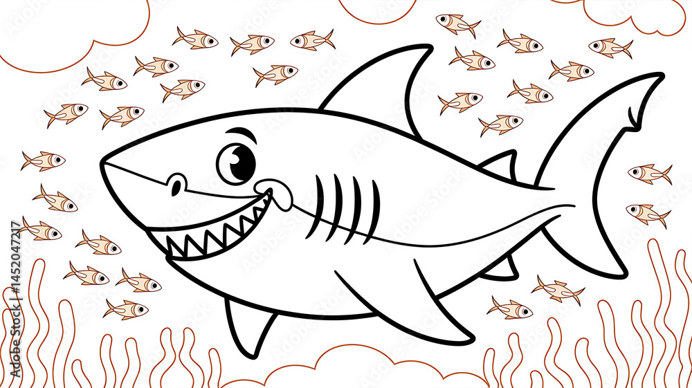 Fototapeta premium Cartoon shark vector illustration