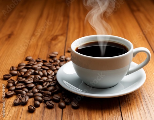 cup of coffee with beans