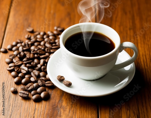 cup of coffee with beans