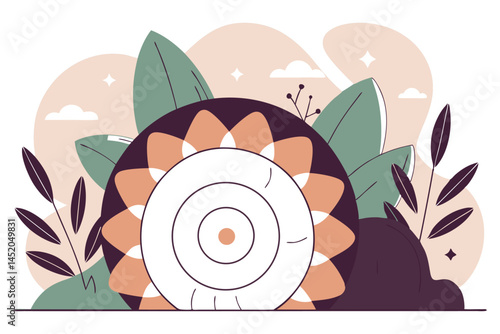 Petals curve like a snail shell round and continuous