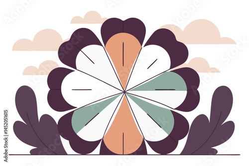 Radial layout mimicking soft paper folds in circular symmetry